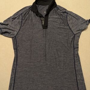 lululemon athletica Men's Heathered Navy Blue Short Sleeve Polo